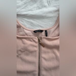Marciano Blush Ribbed Zipper Top